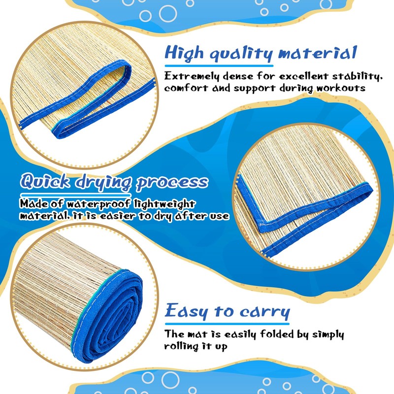 Qunclay 4 Packs Straw Beach Mat Waterproof Non Slip Straw