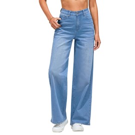 GRAPENT Jeans for Women Trendy Stretch Jeans for Women Jean Outfits for Women Cute Jeans Womens Jeans Wide Leg High Waisted Wide Leg Jeans for Women Color Medium Blue Medium Size 8 Size 10