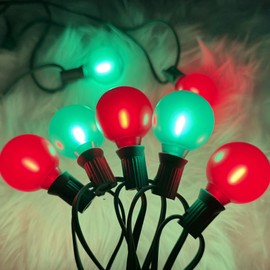 Xingzd 25Ft LED Christmas Outdoor String Lights, G40 Globe String Lights with 27 0.6W Red Green Bulbs, Vintage Christmas Lights for Holiday Party Backyard Wedding Garden Patio Porch Decor