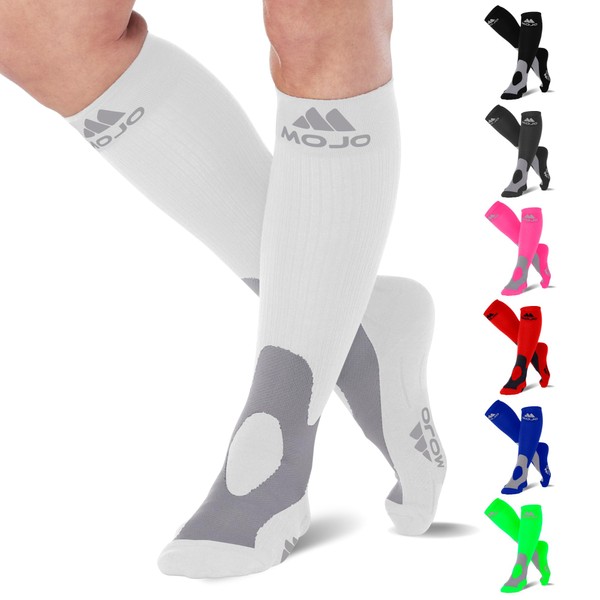Mojo Unisex Compression Socks – 20-30mmHg Graduated Support for Leg Fatigue & CVI, Athletes, Nurses, Travelers, Post-Surgery & Lymphedema Relief - Wide Calf & Plus Size Options - Improve Circulation