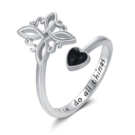Twoowl Witches Knot Ring 925 Sterling Silver Adjustable Black Onyx Witch Ring Celtic Knot Amulet Wiccan Pagan Protection Jewelry Gifts for Women