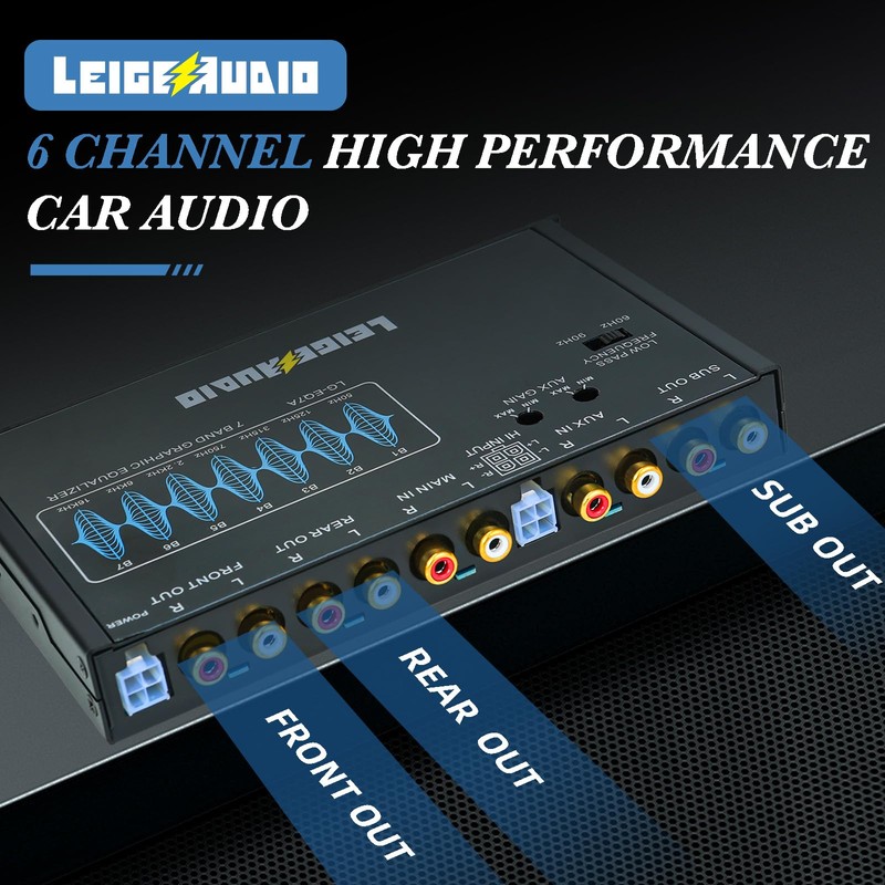 LEIGESAUDIO LG-EQ7A 7-Band Car Audio Graphic Equalizer with Front 3.5mm