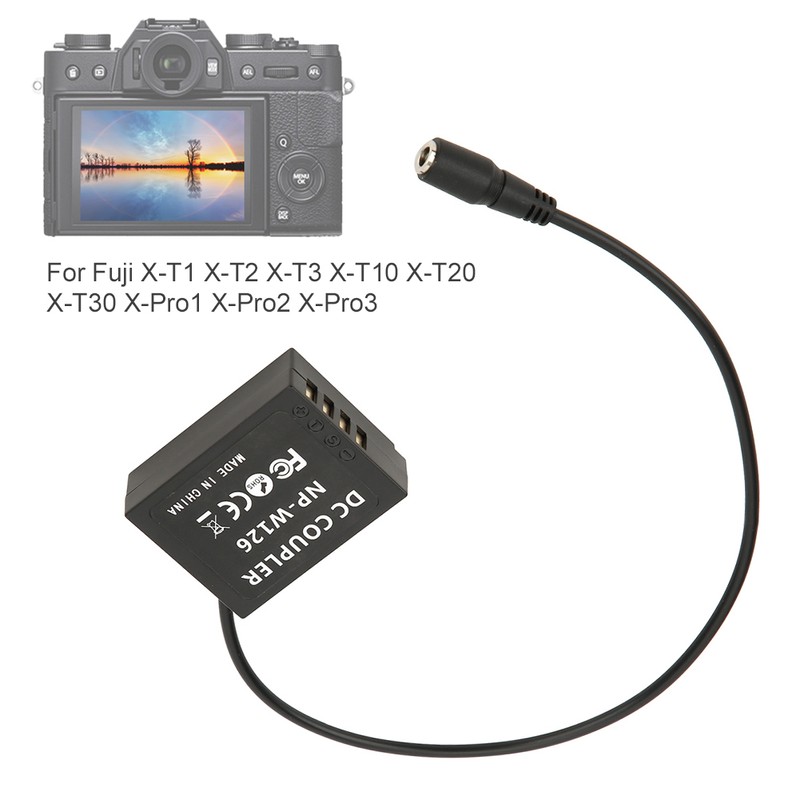 NP W126 Full Decoding Dummy Battery with DC Interface Straight