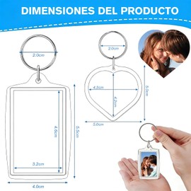 120 Piezas Llaveros Acrílicos de Foto, Llaveros Acrilico Transparente Llavero de Foto DIY, para Graduaciones, Aniversarios, Regalos de Pareja