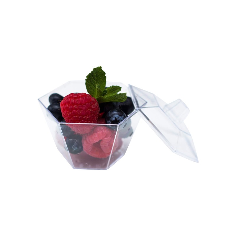 Oasis Creations Hexagonal Mini Bowl-Lids & Spoons Included- 3.3 ounce