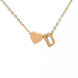 Yimofy Initial Necklace for Women 14K Gold Plated Stainless Steel Women's Dainty Letter Necklace Tiny A-Z Alphabet Heart Pendant Choker Necklace D