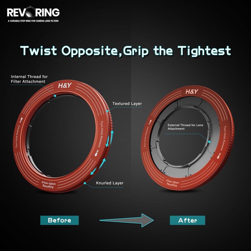H&Y Step Up Rings for Filters Adapter Variable Step Up