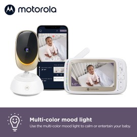 Motorola Nursery VM85 Video Baby Monitor WiFi Camera, Mood Light, HD 720p, 1000ft Range, 2-Way Audio, Pan/Tilt/Zoom, Temp, Lullabies, Night Vision (Renewed)