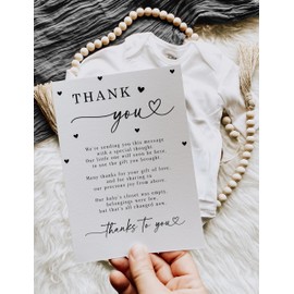 Your Main Event Prints 40 Pack Pre-Filled Baby Shower Thank You Cards 5x7 - with Envelopes - Elegant and Convenient Gratitude Notes for Baby Showers (White)