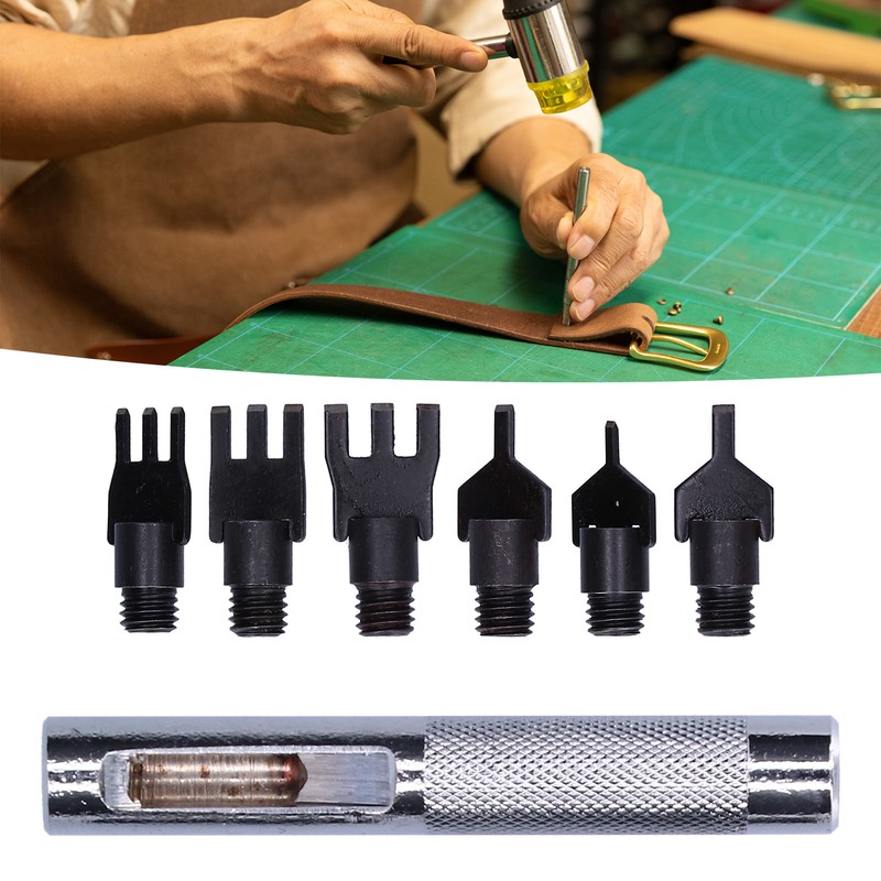 Leather Prong Set Metal Interchangeable Flat Chisel Bit Hole Punch