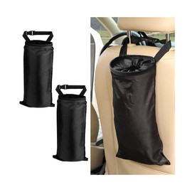 XINLIYA Car Trash Bag, 2PCS Hanging Waterproof Garbage Pocket with Elastic Opening for Console Headrest, Washable Portable Automotive Travelling Accessories, Universal for Vehicles