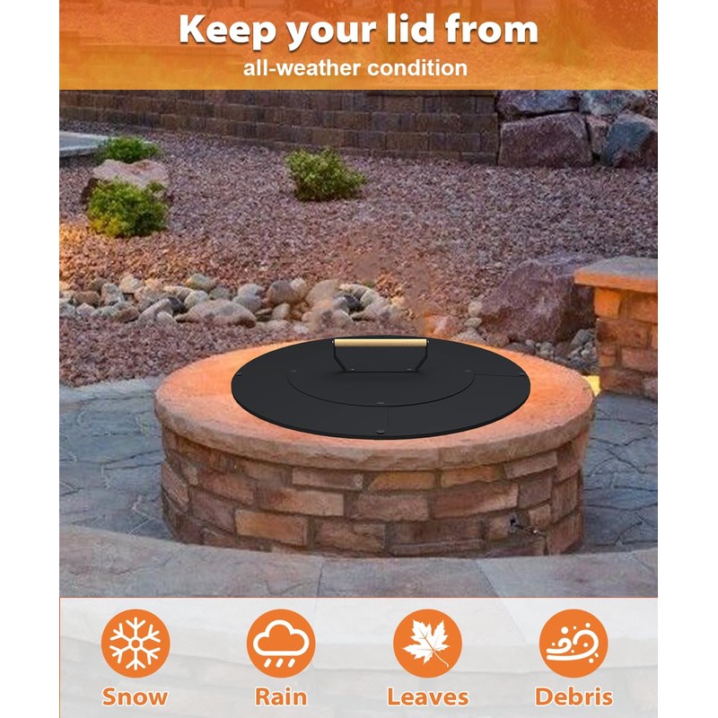 Ardier 20" Wooden-Handle Fire Pit Lid for Pits up to