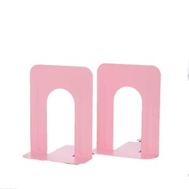 Honagu Bookends, Metal Book Ends, Bookends for Shelves, Book Holder Stopper for Heavy Books/CDs/DVDs (1 Pair/2 Pieces, Pink)
