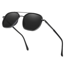 LVIOE Sunglasses Womens Polarized Lens Tangle Free Double Bridge Metal Frame Stylish and Lightweight UV400 Protection