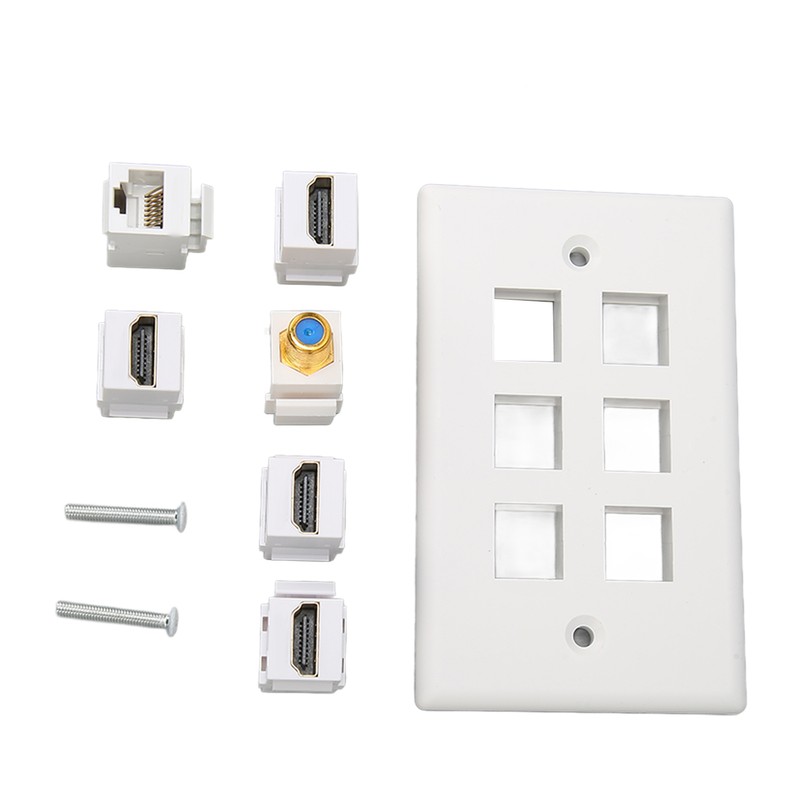 Wall Plate 6 Ports HD Multimedia Interface CAT6 TV F