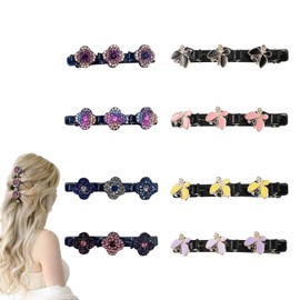 8pcs Sparkling Crystal Stone Braided Hair Clips for Women - Elegant Double-Layer Rhinestone Hair Clips with Crystal Flowers | Ideal for Weddings, Parties, and Everyday Glamour