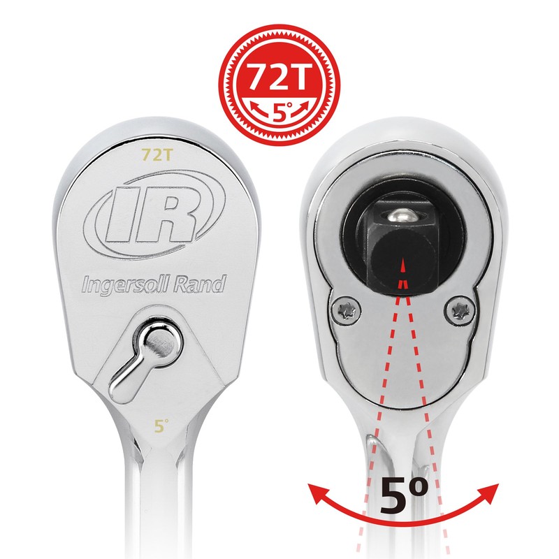 Ingersoll Rand 3/8-Inch Drive Ratchet Handle, 72-Tooth, Chrome Vanadium Steel,