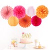 Hot-Pink Burnt-Orange Party-Decorations Streamers Lanterns - 14pcs Fall Birthday Baby
