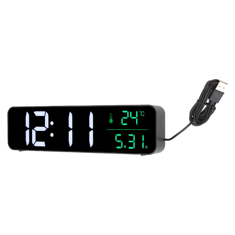LED Music Alarm Clock 5 Adjustable Brightness 12/24H Large Display