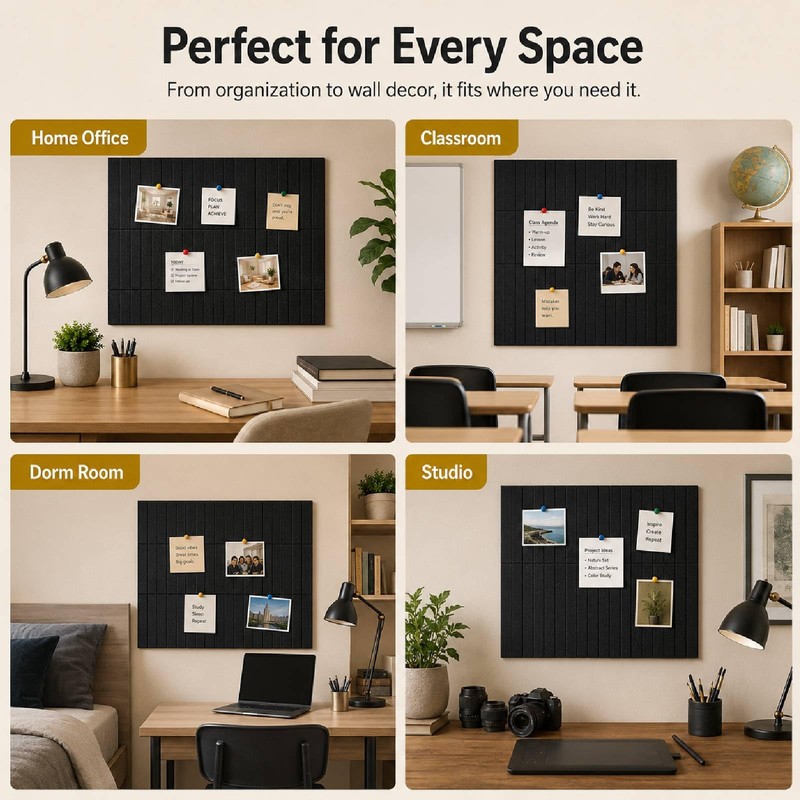 Corodo 48"x48" Large Felt Bulletin Board Tiles for Wall, 16