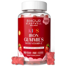 Kids Iron Gummies – Vegan, Sugar Free & Chewable | with Vitamin C, B12 & Folic Acid | Immune & Energy Support for Kids 3+ | Alternative to Iron Tablets | 1 Month Supply | Natural Strawberry