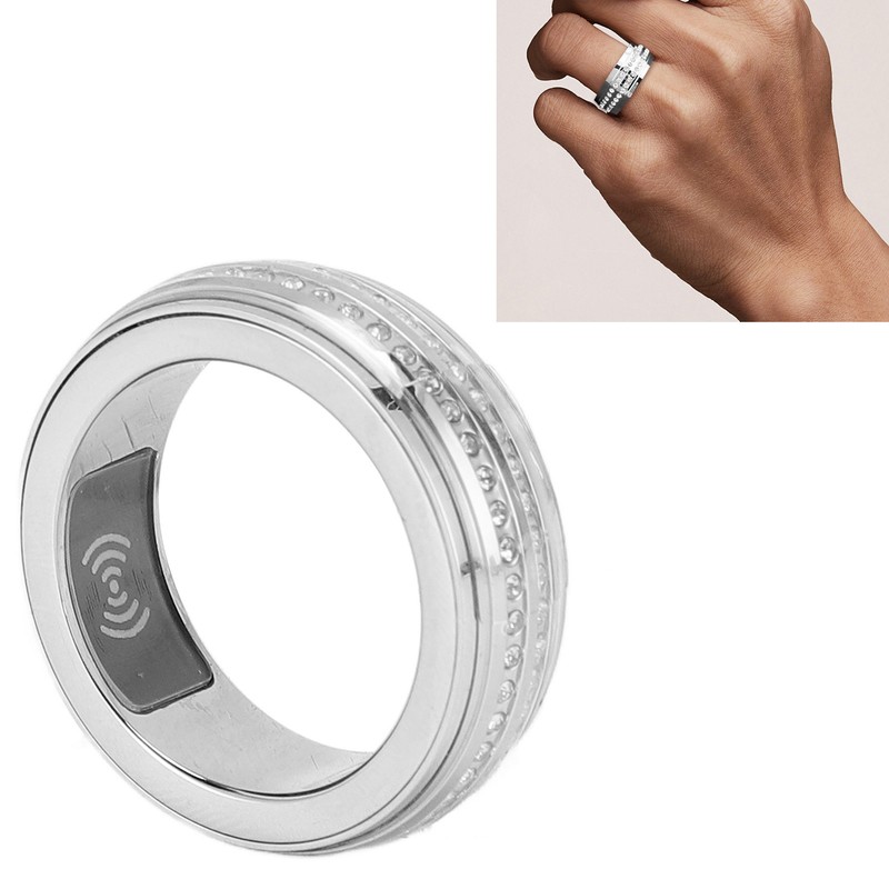 Smart Activity Tracker Ring With Charging Case Rhinestone Decorative IP67