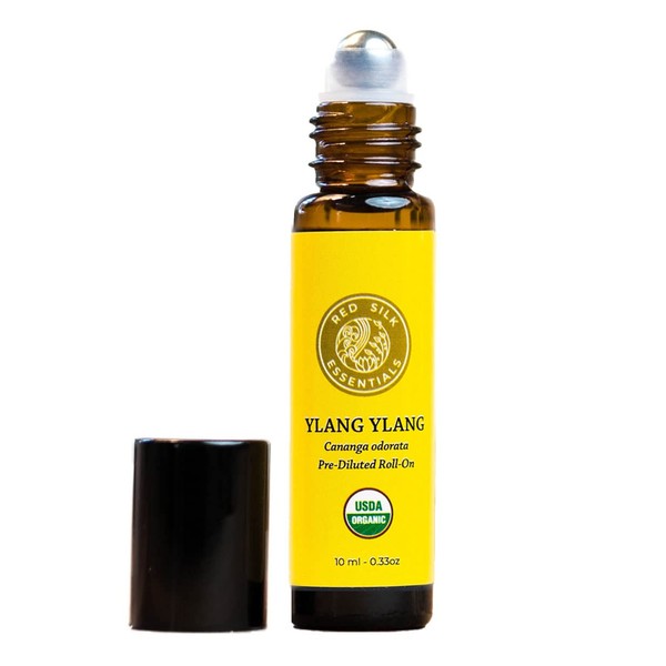 Organic Ylang Ylang Essential Oil Roll on, 100% Pure USDA Certified Aromatherapy for Luxury Beauty, Skin Care, Calm - 10 ml Roller by Silk Road Organic - Always Pure, Always Organic