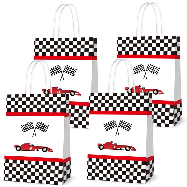 BCHOCKS 16 PCS Party Favor Bags for Racing Car Birthday Party Supplies, Party Gift Goody Treat Candy Bags for Racing Car Party Favors Decor for Racing Car Themed Birthday Decorations