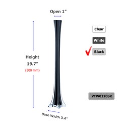 WGV Eiffel Tower Vase, Open 1", Height 20", (Multiple Sizes Choices) Black Glass Floral Container with Sturdy Base, Flower Centerpiece for Wedding Event Home Decor, Arts Crafts, 1 Piece