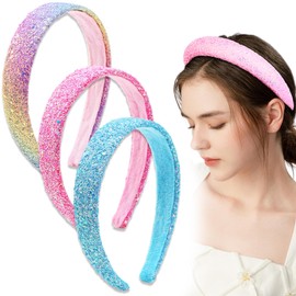 3 PCS Glitter Headbands Elegant Crystal Embellished Headband ashion Non Slip Headband Rhinestone Headbands Women Hair Accessories for Birthday Wedding Parties Daily Decor