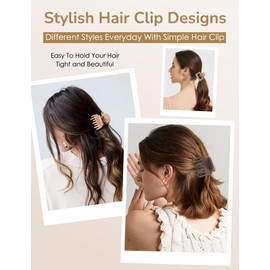 8 Pcs Large Hair Claw Clips，Non-slip Big Square Matte Claws，Strong Hold jaw clips for Women Thin Thick Curly Hair，Hair Accessories for Girls (Neutral)