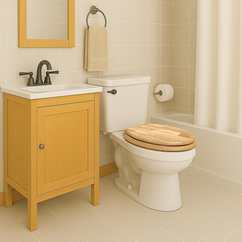Toilet Seat, Solid Wood, Rubber Wood, High Gloss Finish, PIKLiDS