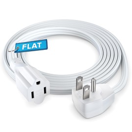 Maximm Extension Cord Heavy Duty (8 Feet) Flat Wire 3-Prong Flat Plug, 14 AWG Power Cord - UL Certified, White, Ideal for Home and Office Use, Appliances, Electronics, Power Tools
