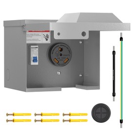 Perpending 30 Amp RV Outlet Box with Breaker, Lockable Weatherproof Outdoor Electrical NEMA TT-30R 125 Volt RV Power Outlet Box, UL Listed, for Camper Travel Trailer Motorhome Electric Car Generator