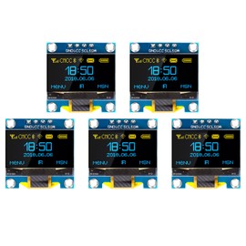 QIQIAZI 0.96 Inch OLED Display I2C Module, 5 Pieces I2C Display Module 128 x 64 Pixel I2C Screen Display Module Compatible with Arduino and Raspberry Pi (Yellow/Blue)