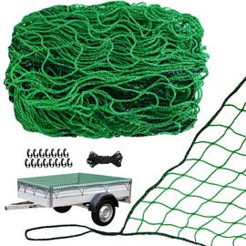 LINSOCLE Trailer Net, 1.5 x 2.2 m, Load Securing Net, Trellis Net, Green Mesh 4.5 x 4.5 cm, Durability and Reliability, with Hook and Rubber Cord, for Optimal Load Securing