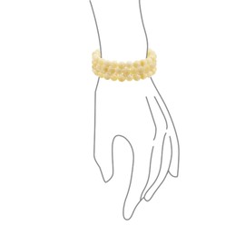 Set of 3 Plain Stacking Round Beige Pale Yellow Honey Jade Stone Ball Bead Stackable Strand Stretch Bracelet for Women Teen for Men 8MM