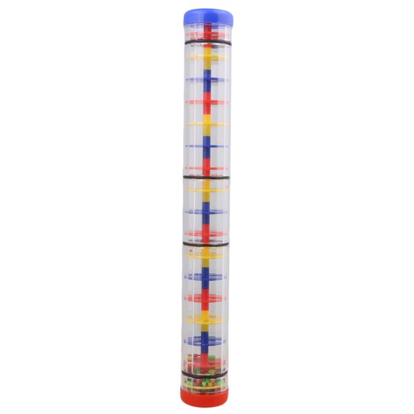 Yibuy 40 x 5.2cm Multicolor Plastic Rainfall Rattle Rainstick Rain Maker with Ball Music Sensory Hearing Device Rainbow Stick Maracas Rattle