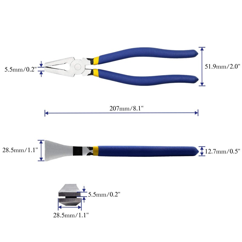SPEEDWOX Glass Pliers, Glass Nippers, Flat Pliers, Flat Pliers, With