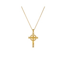 Cross Necklace for Women Teen Girls, Trendy 14k Gold Jesus Cross Pendant Necklaces Dainty Cubic Zirconia Copper Charms Religious Necklaces Holiday Jewelry Gifts (MC-N41-cross)