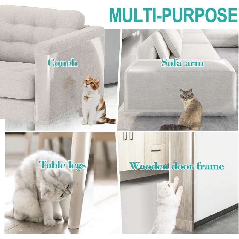 Lovinch [Thicken Vinyl] Anti Cat Scratch Furniture Protector, Single-Sided 160"x12.4"