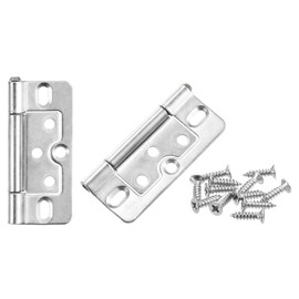 sourcing map 2Pcs 3x1.4 Inch Door Hinges Non-Mortise No Noise Bifold Door Hinges Plating for Cabinet Furniture Window Wardrobe with Screw, Chrome Plating