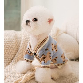 Souher ペット服 犬用セーター 秋冬 犬 服 ニットドッグウェア 熊の柄 防寒 カーディガン 毛糸 ニット 厚い 猫服セーター 伸縮性あり 小中型犬 防風 保温 犬猫洋服 散歩着 記念撮影 お出かけ 部屋着 お出かけお散歩