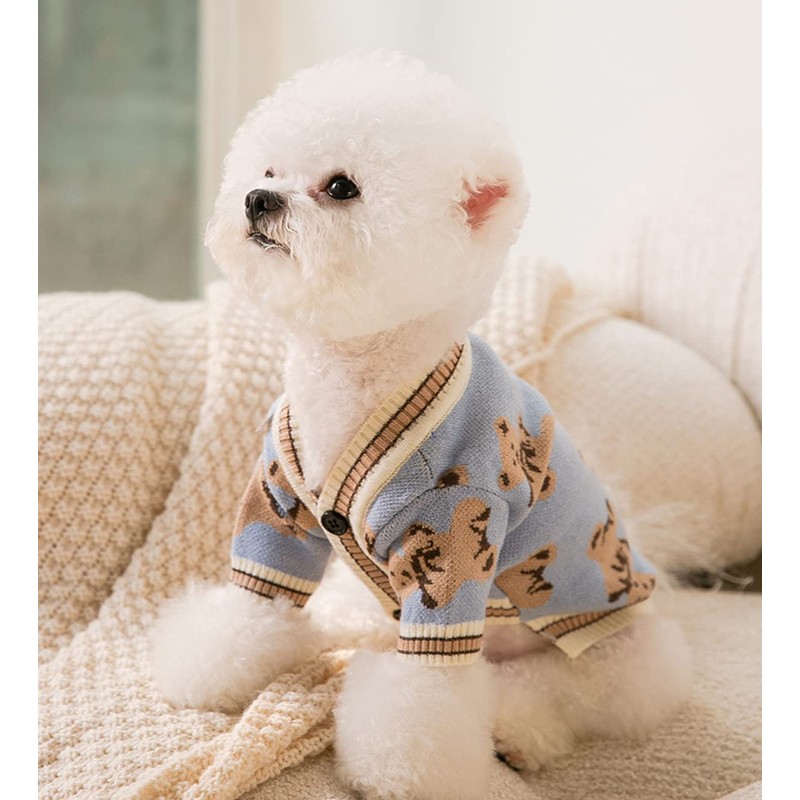 Souher ペット服 犬用セーター 秋冬 犬 服 ニットドッグウェア 熊の柄 防寒 カーディガン