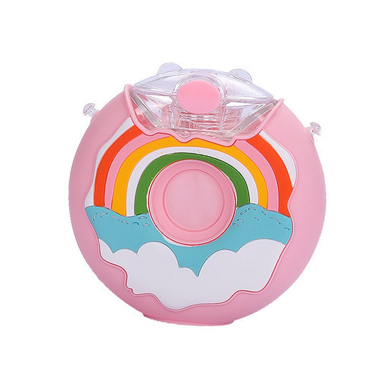 Doughnut Bottle 380ML Cute Leakage Proof Portable BPA Free Silicone