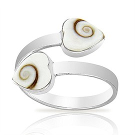 PLANETYS -925 Sterling Silver Heart Ring Eye of Saint Lucie - Santa Lucia - Oeil de Sainte Lucie - Shiva Eye - Size Adjustable, Sterling Silver, Eye of Santa Lucia.