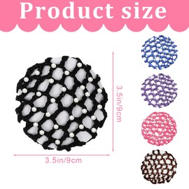 BEPSYOM Pack of 5 Hair Nets Ballet Bun Net Crystal Hair Net Ballet Hair Net Bun Nets Glitter (with Rhinestones)
