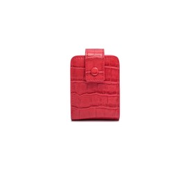 Estuche para Lápiz Labial con Espejo Estuche para Pintalabios Mini Bolsa de Maquillaje Portátil Almacenamiento PU Bolsa de Cosméticos Rojo