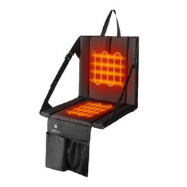 ORORO Heated Stadium Seat with Back Support, Portable Folding Stadium Seat for Bleachers Camping Concert (Battery Included) - Black