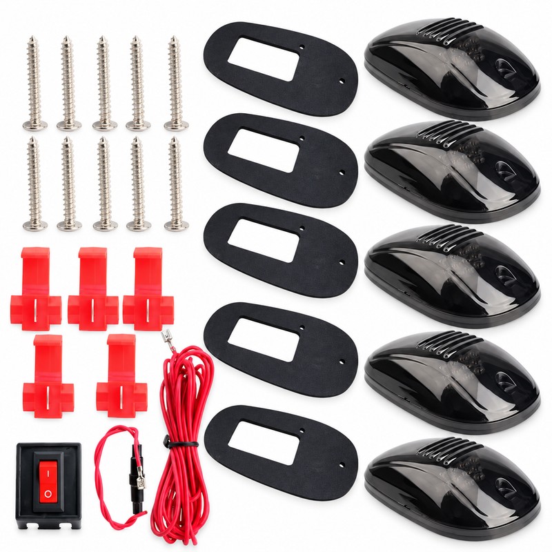 5-Piece 12V LED Cab Roof Marker Light Kit with Smoked